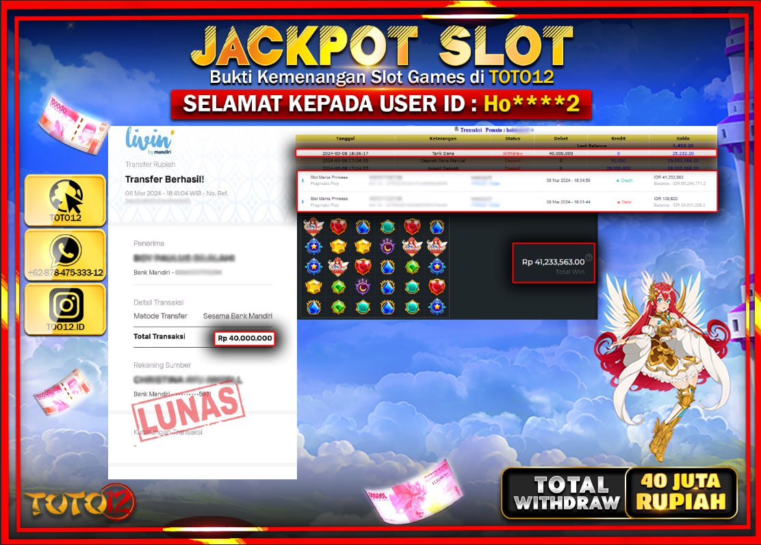 HANYA DI TOTO12 JP PASTI DI BAYAR LUNAS DAN CEPAT!!!!!! JACKPOT SLOT GAME ( STARLIGHT PRINCES ) Rp.40.000.000 !!!!!