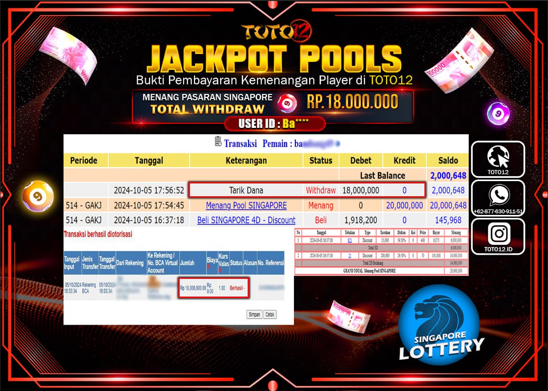 HANYA DI TOTO12 JP PASTI DI BAYAR LUNAS DAN CEPAT!!!!!! JACKPOT POOLS MENANG PASARAN ( SYDNEY ) Rp.18.000.000 !!!!