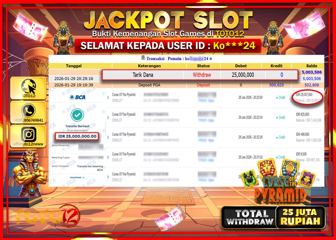 HANYA DI TOTO12 JP PASTI DI BAYAR LUNAS DAN CEPAT!!!!!! JACKPOT SLOT GAME (CURSE OF THE PYRAMID) Rp.25.000.000 !!!!
