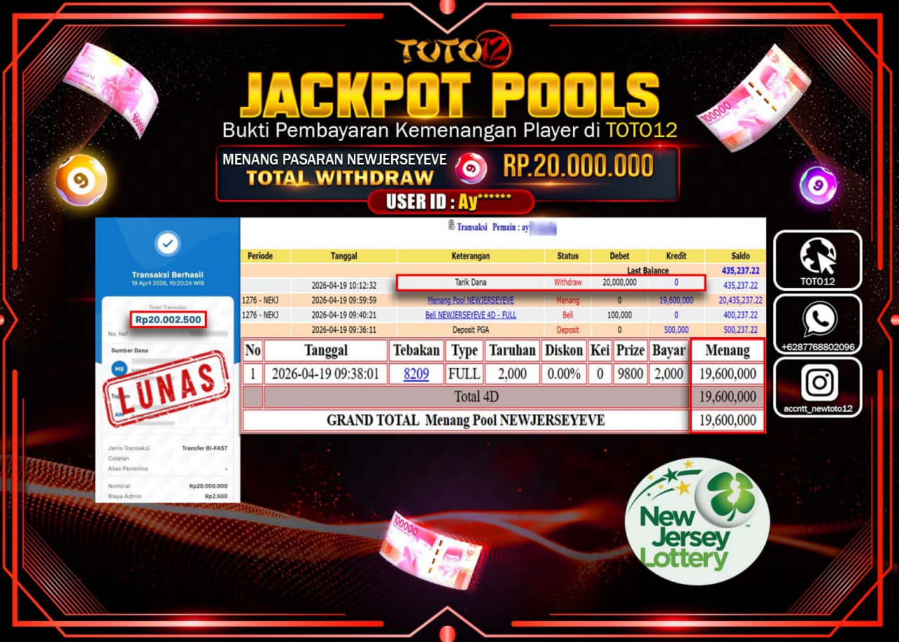 HANYA DI TOTO12 JP PASTI DI BAYAR LUNAS DAN CEPAT!!!!!! JACKPOT POOLS PASARAN(MACAU 4D) Rp.20.000.000!!!!
