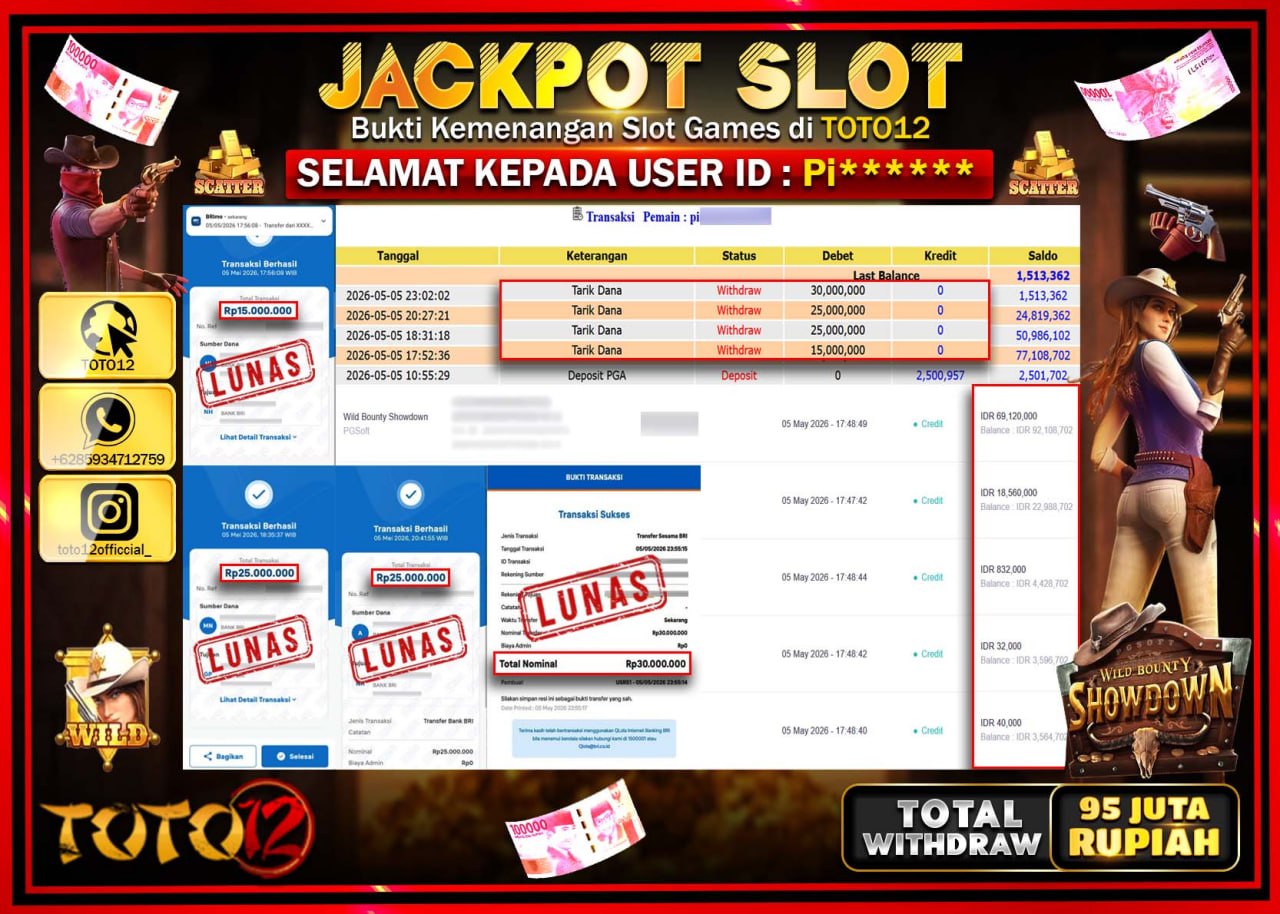 HANYA DI TOTO12 JP PASTI DI BAYAR LUNAS DAN CEPAT!!!!!! JACKPOT SLOT GAME (WILD BOUNTY SHOWDOWN) Rp95.000.000!!!!