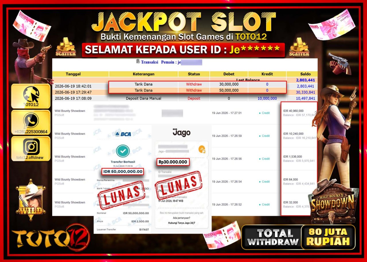 HANYA DI TOTO12 JP PASTI DI BAYAR LUNAS DAN CEPAT!!!!!! JACKPOT SLOT GAME (WILD BOUNTY SHOWDOWN) Rp80.000.000!!!!