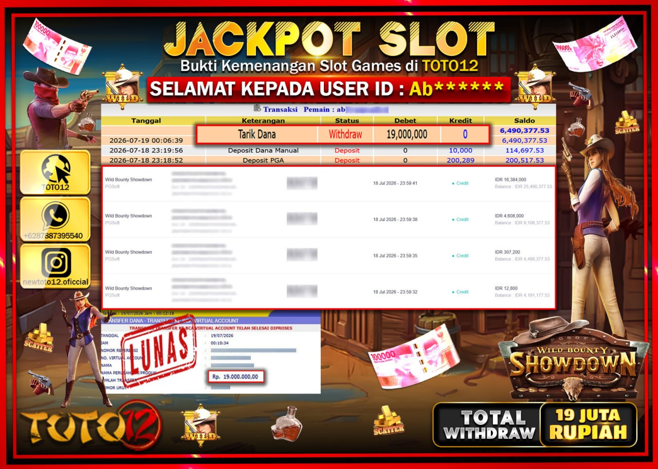 HANYA DI TOTO12 JP PASTI DI BAYAR LUNAS DAN CEPAT!!!!!! JACKPOT SLOT GAME (WILD BOUNTY SHOWDOWN) Rp19.000.000!!!!